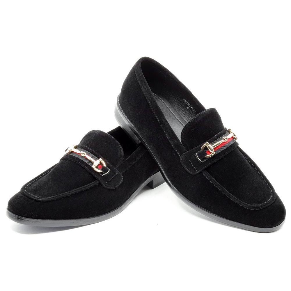 Black Men's Vintage Velvet Designer Classic Dress Tuxedo Loafers Shoes - Picture 6 of 6